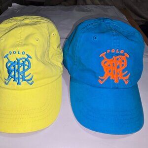 Lot of 2 Polo Ralph Lauren Hats - Rare Logo - Bright PRL Caps Hats Two for 1 bid
